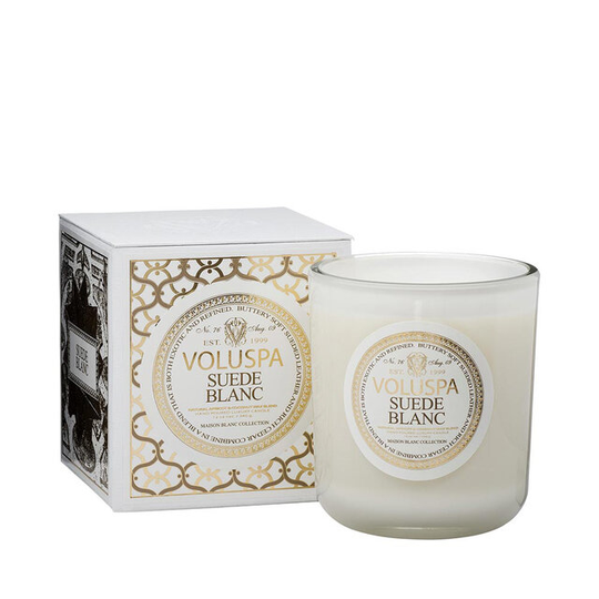 Boxed Candle Suede Blanc