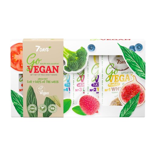 Go Vegan Set Of Sheet Masks Healthy Week Colour Diet - Calendar - 7days - Sheet Mask