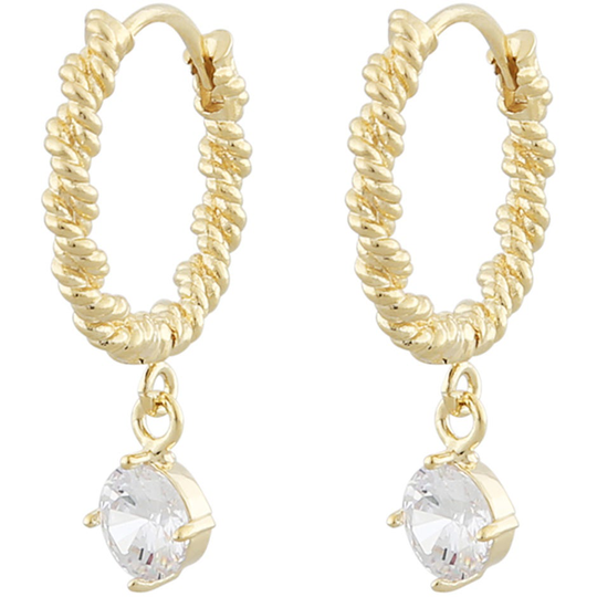 Exibit ring pendant ear gold/clear, Snö of Sweden Örhängen