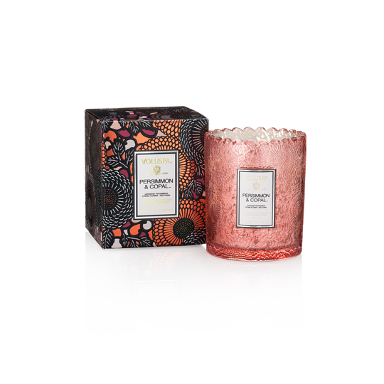 Voluspa Persimmon Copal Japonica Boxed Scalloped Candle