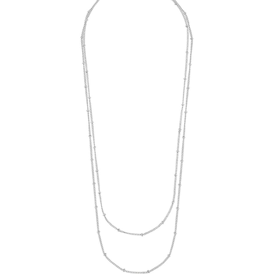 Davina double chain neck 45 plain silver, Snö of Sweden Halsband