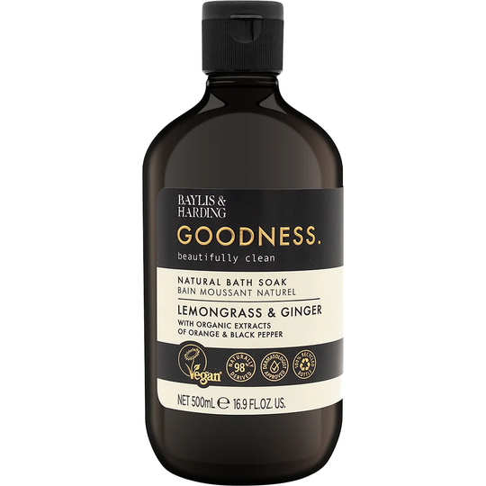 Goodness Lemongrass & Ginger Bath Soak, 500 ml Baylis & Harding Badskum & Badsalt