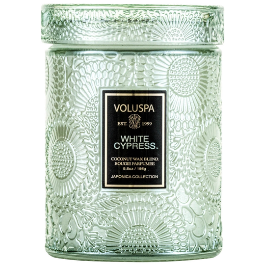 Voluspa Mini Glass Jar Candle With Lid White Cypress (156g)