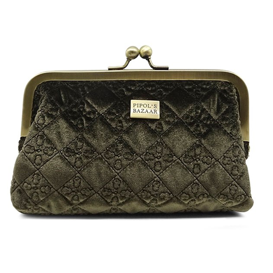 PIPOLS BAZAAR Velvet Logo Cosmetic Bag Moss Frame