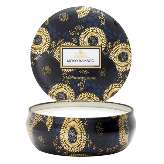Voluspa Moso Bamboo 3 Wick Candle in Decorative Tin (40h)