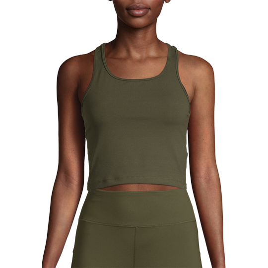 Crop Rib Racerback, Forest Green