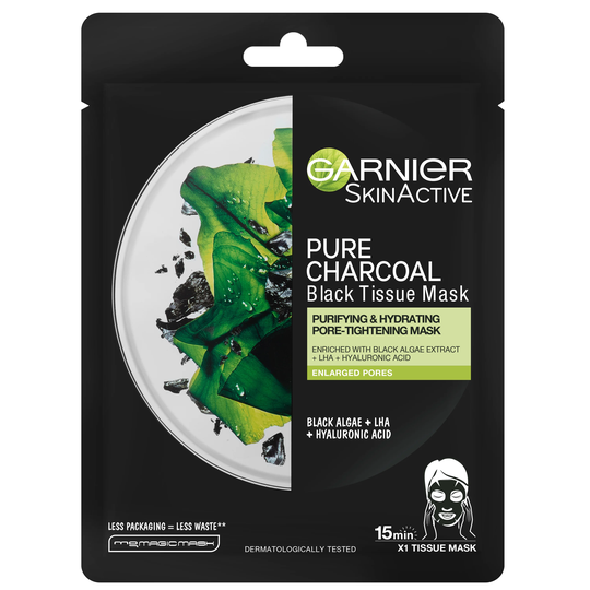 Skin Active Pure Charcoal Black Tissue Mask, Garnier Ansiktsmask