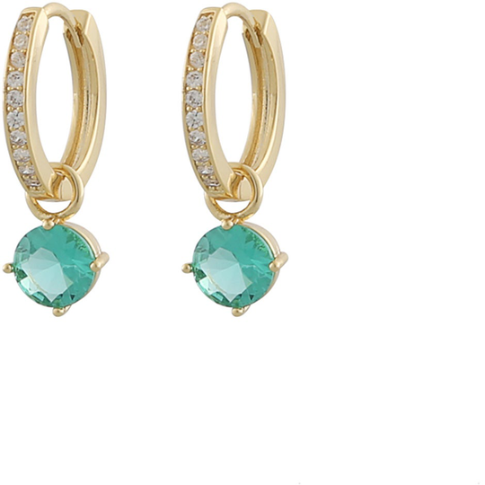 Rola round ring ear gold/aqua, Snö of Sweden Örhängen