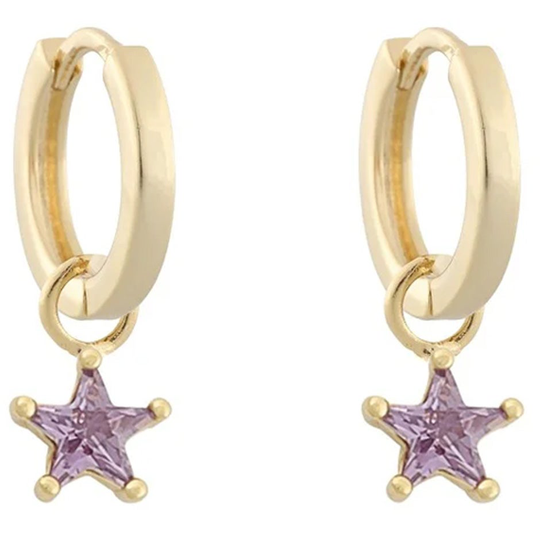 Stay ring ear small star gold/purple, Snö of Sweden Örhängen