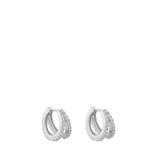 Hanni Small Double Ring Earring Silver/Clear