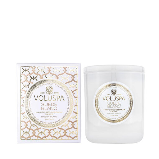 Boxed Candle 60h Suede Blanc