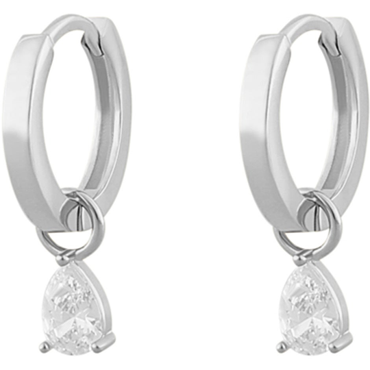 Nuit drop ring pendant ear ssilver/clear, Snö of Sweden Örhängen