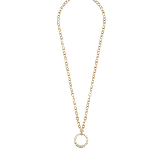 Blanche Round Pendant Necklace 42 Plain Gold
