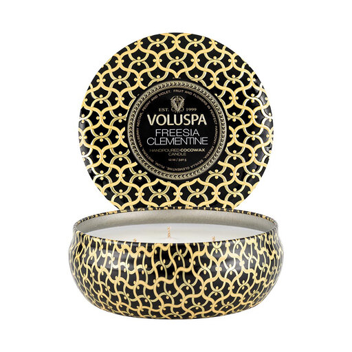 3-Wick Tin Candle 40h Freesia Clementine