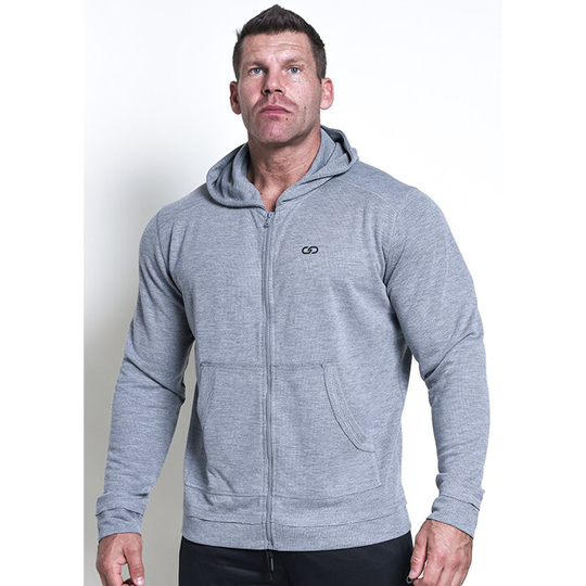 Chained Zip Gym Hood, Grey